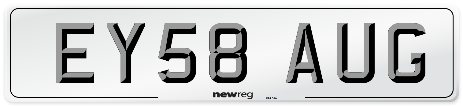 EY58 AUG Number Plate from New Reg